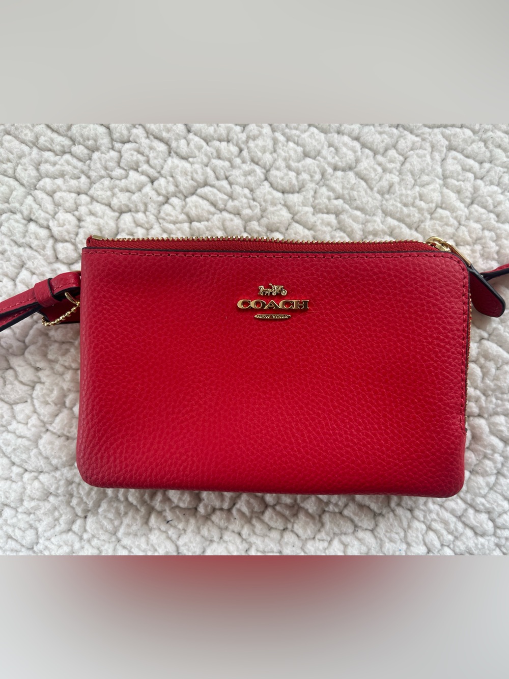 Coach Pebbled Leather Double Corner Zip Wristlet
